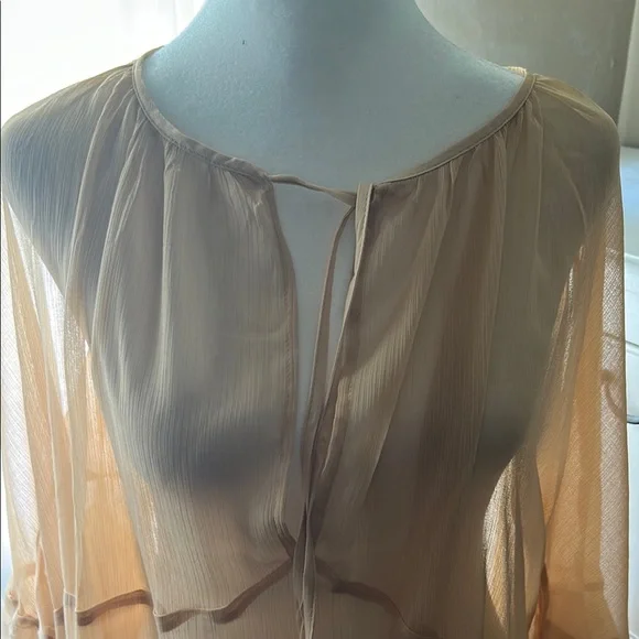 Sheer Tan Ruffle Boho Maxi Dress - Picture 5 of 7